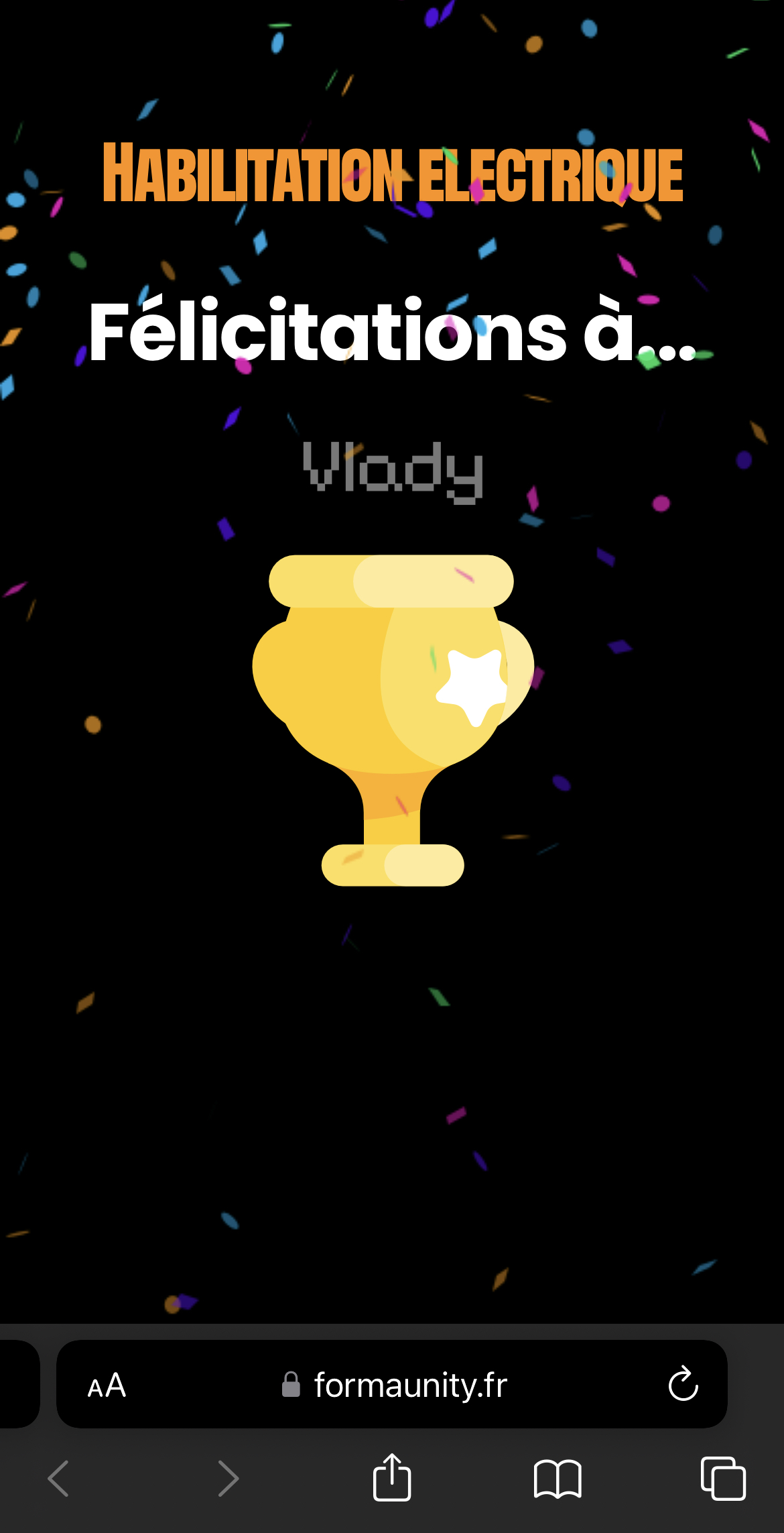 Quiz interactif - Victoire